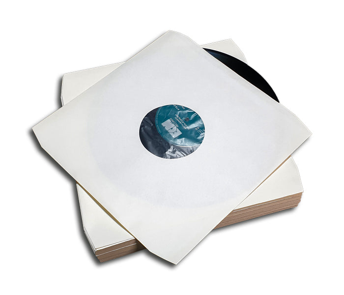 BUSTE PER DISCHI LP 33 GIRI VINILE 12 POLLICI CARTA BIANCA E ANTISTATICA CON ANGOLI TAGLIATI (100 pz.)