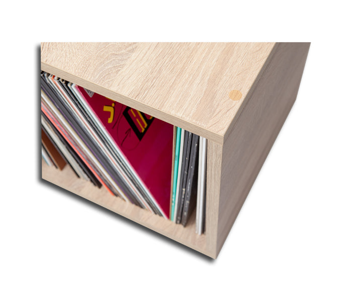 LP VINYLS CUBE OAK - CONTAINER FOR ABOUT 80 LP RECORDS