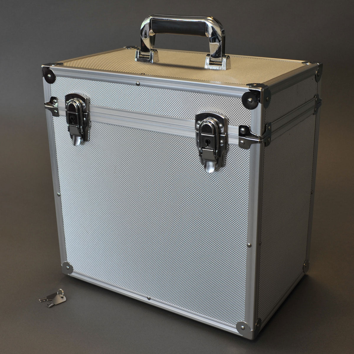 FLIGHT CASE VALIGIA ALLUMINIO SILVER PER 50 DISCHI LP 33 GIRI VINILE 12 POLLICI