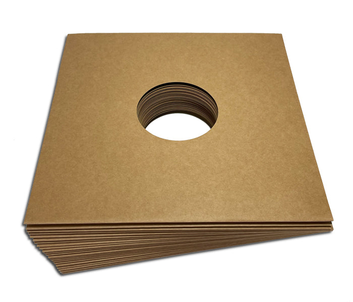 COUVERTURES POUR DISQUES LP 33 TOURS VINYLE 12" CARTON NATUREL AVEC TROU POUR ÉTIQUETTE (25 pcs.)
