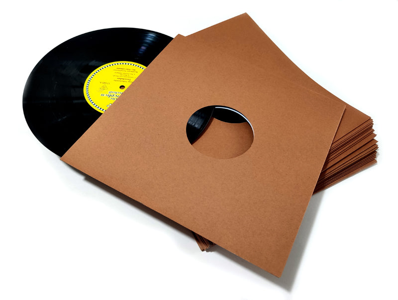 COUVERTURES POUR DISQUES 78 RPM 12 POUCES CARTON MARRON AVEC TROU POUR ÉTIQUETTE (20 pcs.)