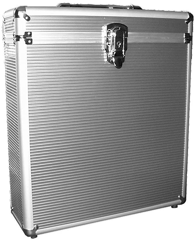 FLIGHT CASE VALIGIA ALLUMINIO SILVER PER 25 DISCHI LP 33 GIRI VINILE 12 POLLICI