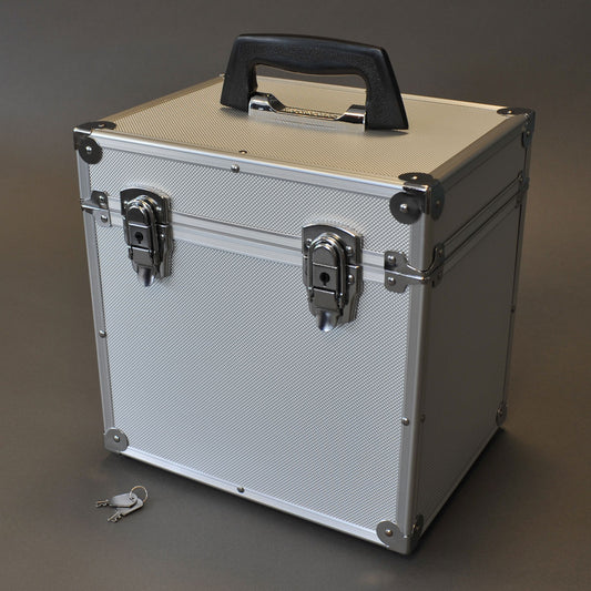 FLIGHT CASE PLATA ALUMINIO ESTUCHE PARA 50 DISCOS 78 RPM VINILO 10 PULGADAS