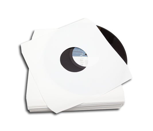 POCHETTES POUR RECORD LP VINYLE 33 TR/MIN 12 POUCES PAPIER BLANC DELUXE COINS COUPÉS (100 pcs.)