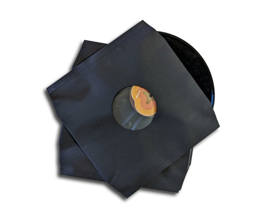 FUNDAS PARA DISCOS LP 33 RPM 12 PULGADAS VINILO NEGRO Y PAPEL ANTIESTÁTICO CON ESQUINAS CORTADAS (100 uds.)