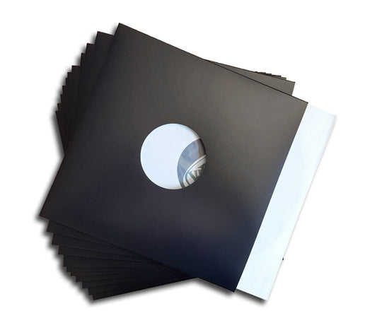 BLACK CARD SLEEVES FOR RECORDS LP 33 RPM VINYL 12 INCH WITH HOLE FOR LABEL (10 pcs.)