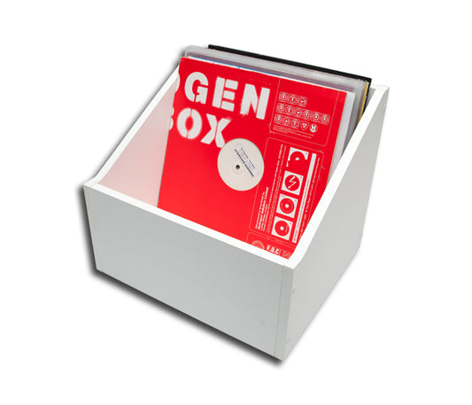 DJ-BOX, weißer Holzbehälter, 70 LP-Schallplatten, 33 U/min, Vinyl, 12 Zoll