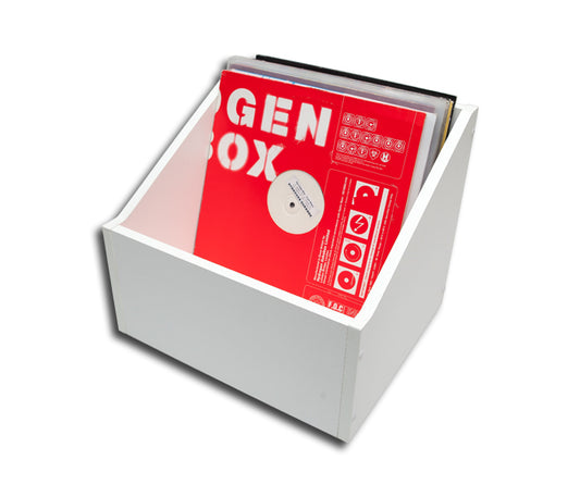 DJ BOX CONTENITORE DI LEGNO BIANCO 70 DISCHI LP 33 GIRI VINILE 12 POLLICI