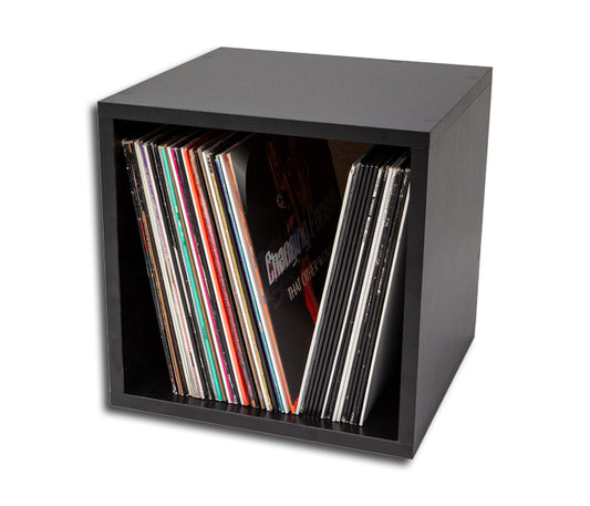 LP VINYLS CUBE BLACK – BEHÄLTER FÜR CA. 80 LP-SCHALLPLATTEN