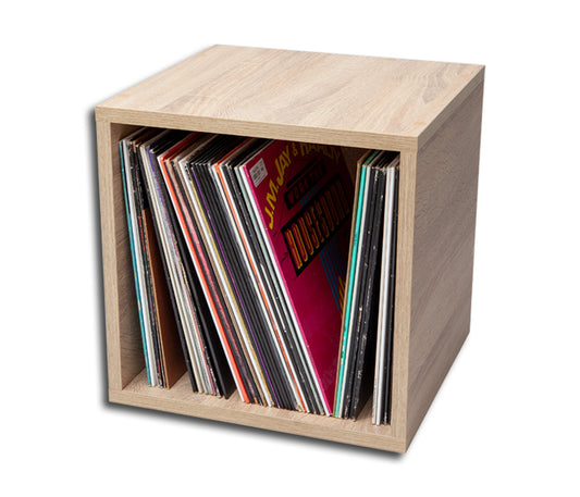 LP VINYLS CUBE OAK - CONTAINER FOR ABOUT 80 LP RECORDS