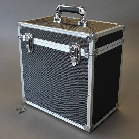 FLIGHT CASE ESTUCHE DE ALUMINIO NEGRO PARA 50 DISCOS DE  LP 33 REVS VINILO 12 PULGADAS