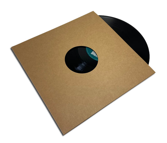 COUVERTURES POUR DISQUES LP 33 TOURS VINYLE 12" CARTON NATUREL AVEC TROU POUR ÉTIQUETTE (25 pcs.)