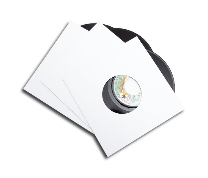WHITE CARD SLEEVES FOR RECORDS 45 RPM VINYL 7 INCH WITH HOLE FOR LABEL (20 pcs.)