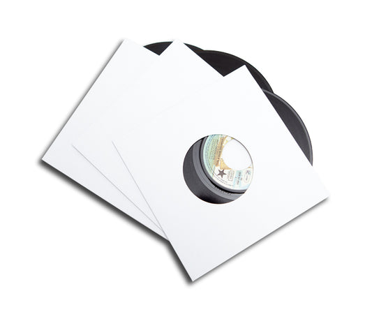 COUVERTURES POUR DISQUES 45 RPM VINYLE 7 POUCES EN CARTON BLANC AVEC TROU POUR ÉTIQUETTE (20 pcs.)