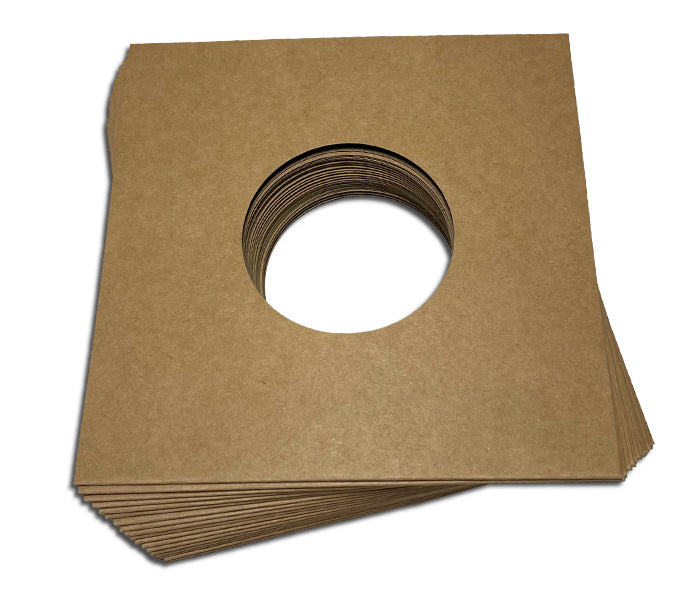 COVERS FOR 45RPM RECORDS VINYL 7" NATURAL CARDBOARD WITH LABEL HOLE (20 pcs.)