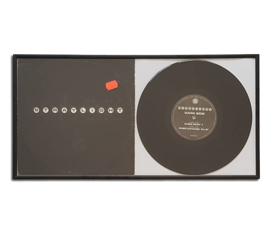 BLACK ALUMINUM FRAME FOR RECORD 78 RPM 10 INCH VINYL (2 SEATS)