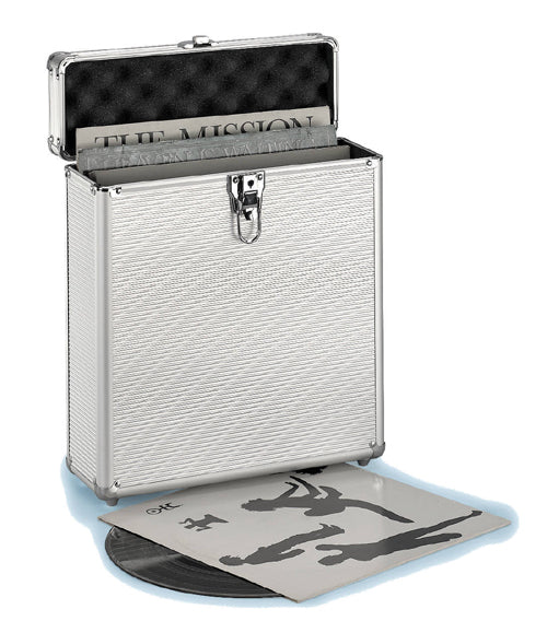 FLIGHT CASE VALIGIA ALLUMINIO SILVER PER 25 DISCHI LP 33 GIRI VINILE 12 POLLICI