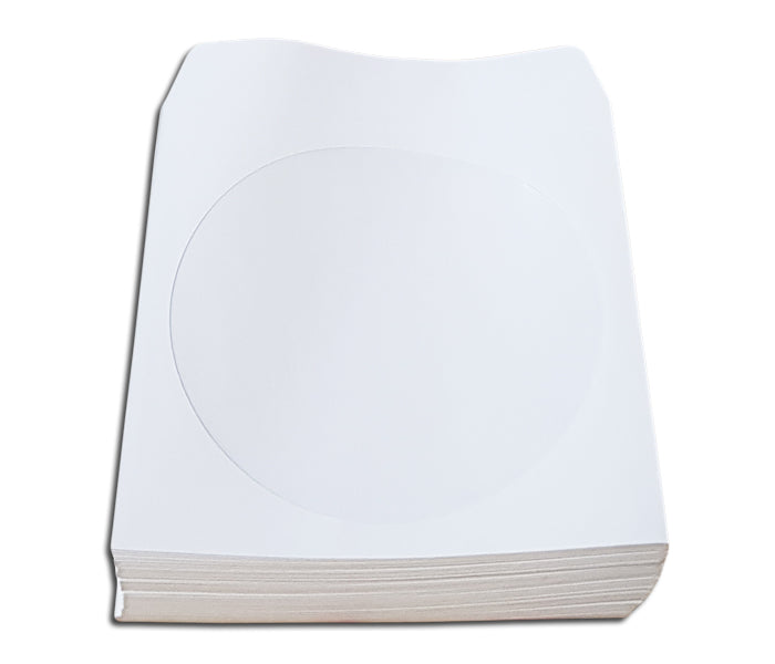 WHITE PAPER SLEEVES FOR CD/DVD WITH CLOSURE (100 pcs.)