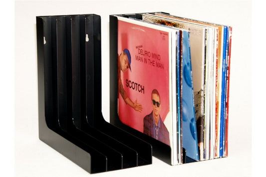 2 X CORNER CONTAINERS FOR 80 RECORDS LP 33 RPM 12 INCH VINYL DISCS (BLACK)