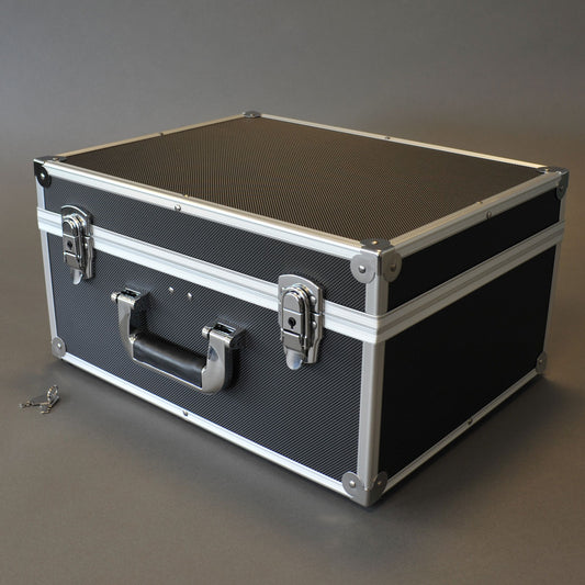 FLIGHT CASE NOIR ALUMINIUM POUR 200 DISQUES 45 RPM VINYLE 7 POUCES 