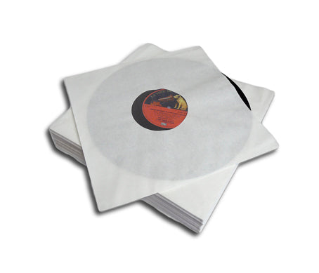 POCHETTES DE PAPIER BLANC ET ANTISTATIQUE POUR DISQUES LP 33 RPM VINYLE 12 POUCES (100 pcs.)