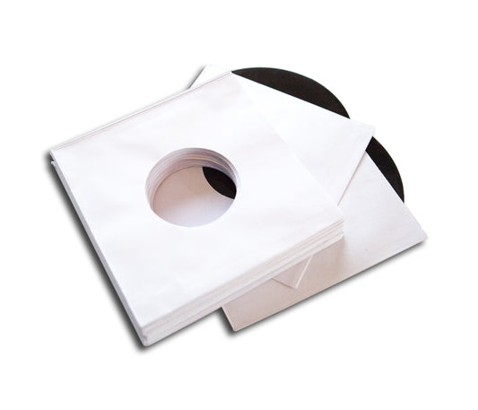 FUNDAS PARA DISCOS 45 RPM VINILO 7 PULGADAS DE PAPEL BLANCO (100 uds.)