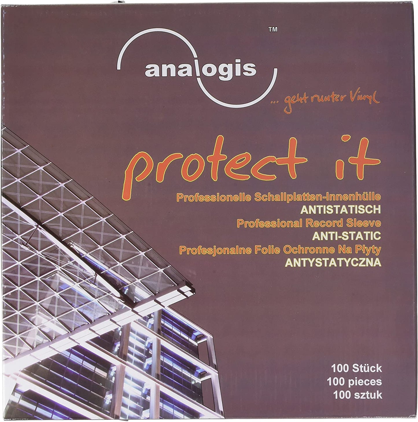 ANALOGIS - TRANSPARENT ANTISTATIC SLEEVES WITH ROUND SIDE FOR RECORDS 33  RPM VINYL 12 INCH (100 pcs.)